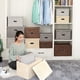 thumbnail image 4 of Cestas de almacenamiento plegables decorativas, tela de lino de algodón lavable con tablero de plástico PP duradero, diseño apilable para ahorrar espacio en el hogar (beige), 4 of 5