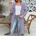 thumbnail image 6 of Htigea Knit Ribbed Cardigan for Women Lace Trim Long Sleeve Casual Loose Everyday Coat Fashion Shacket Cardigans Purple XL, 6 of 9