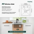 thumbnail image 2 of TORVA RV Kitchen Sink, 13 x 15 x 7 Inch Undermount Bar Sink 16 Gauge Stainless Steel Single Bowl Sink with Foldable Faucet Cutting Board, Dark Grey, 2 of 8