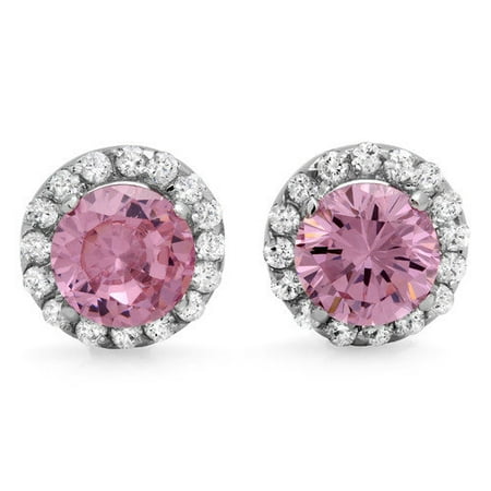 Sterling Essentials Round Cut Cubic Zirconia Stud Earrings