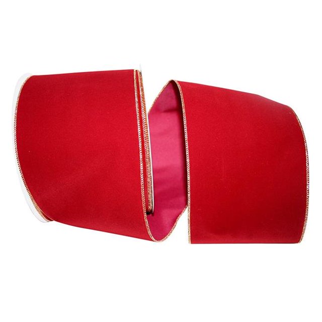 Reliant Ribbon 92270W-096-25K Value Velvet Wired Edge Ribbon - Burgundy & Gold - 6 in. x 50 yards