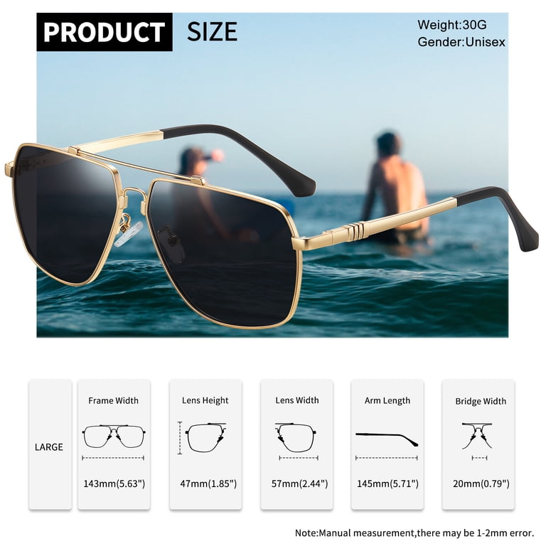 Joopin Rectangle Polarized Aviator Sunglasses for Men Women  display picture 1