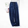 thumbnail image 2 of BiZtdJrK Women's Soft Pajama Pants Fuzzy Flannel Drawstring Elastic Waist Sleep Bottoms Loose Fit Lounge Pants with Pockets Navy XXXL, 2 of 7