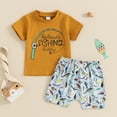 thumbnail image 2 of Okbabeha Toddler Baby Boy Girl Summer Clothes Daddy's Fishing Buddy Tee Shirt+Shorts Set Fishing Outfit 6 9 12 18 24Month 2t 3t, 2 of 7