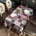 thumbnail image 3 of Red Ethnic Geometric Patchwork Pattern Rectangle Tablecloth 60"x102",Waterproof Polyester Rectangle Table Cloth, Wipeable Spillproof Polyester Tablecloth for Dining, Camping, Indoor and Outdoor, 3 of 6