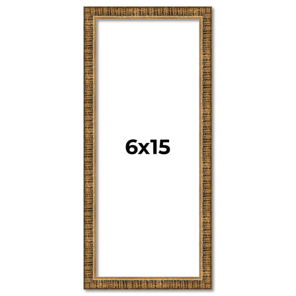 6x15 Frame Gold Solid Wood Picture Frame - Complete Modern Photo Frame Includes UV Acrylic