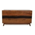 thumbnail image 2 of 6 Drawer Cabinet - Brown Wood Sideboard For Home Office Decor Modern Entryway, 2 of 5