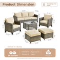 thumbnail image 2 of ODELIO 6 Pieces All-Weather Rattan Wicker Patio Furniture Set, Outdoor Sectional Sofa with Ottomans, Outdoor Conversation Set for Porch, Patio & Backyard, 2 of 7