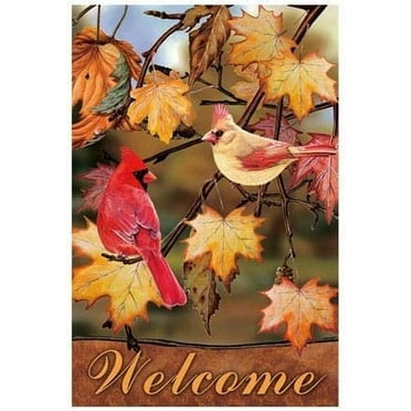 Birds & Autumn Leaves Garden Flag – 12" x 18", Double Sided, Fall Welcome, Thanksgiving