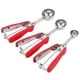 thumbnail image 2 of Juego de 3 cucharas para helado, cuchara para galletas, cuchara para helado de acero inoxidable, excavadora de sandía, color rojo, 2 of 14
