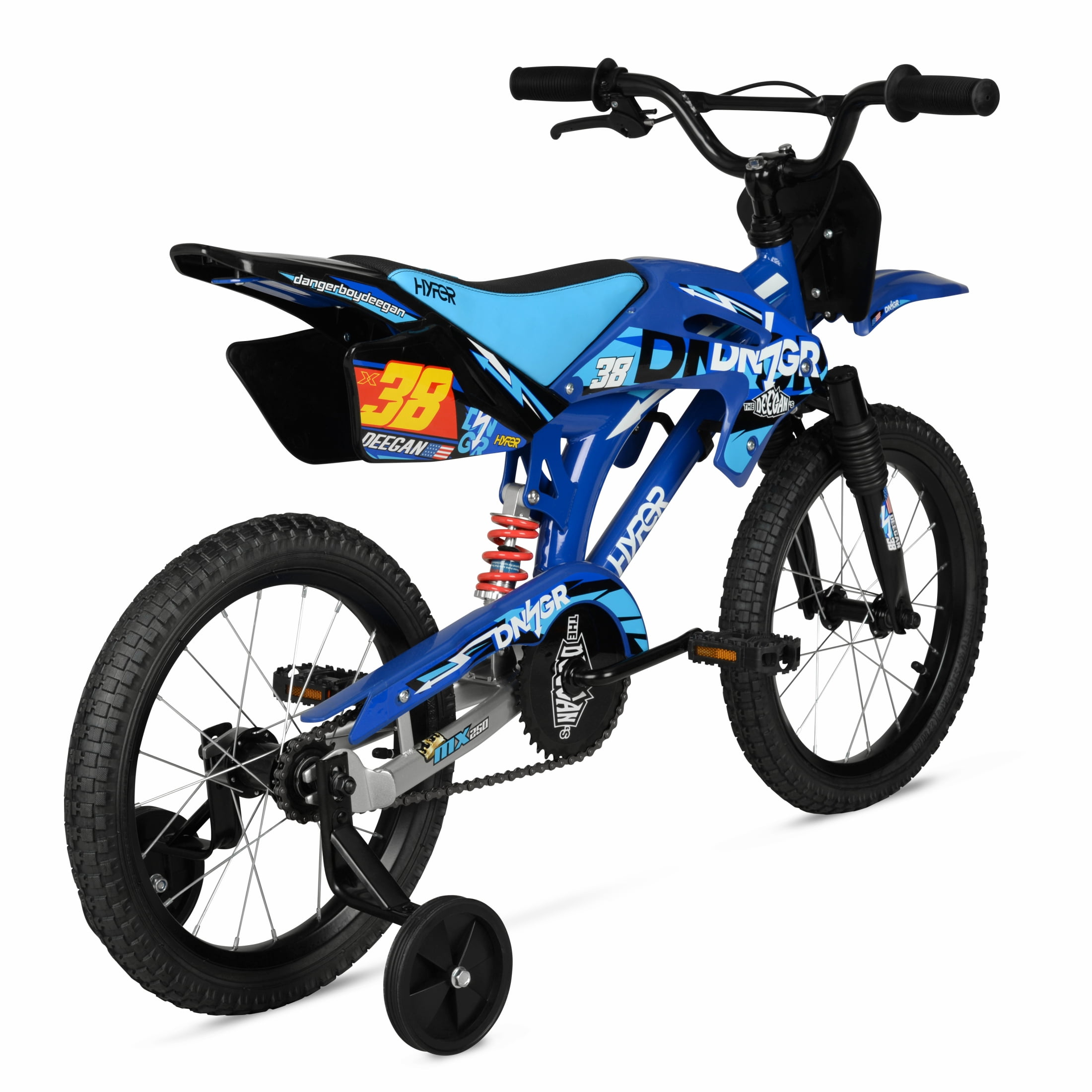 Hyper Bicycles 16" 'Danger Boy' Deegan Moto Bike, Children Ages 5-7, Blue