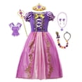 thumbnail image 1 of Disney niños niña Rapunzel princesa vestido niños Cenicienta Ariel carnaval Cosplay disfraz cumpleaños fiesta vestido ropa 4T (etiqueta 120) Gao Jinjia LED, 1 of 2