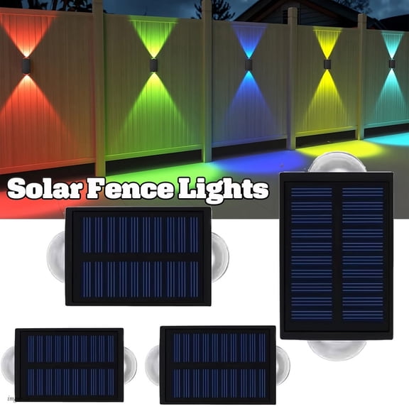 2 Packs Solar Fence Lights, Solar Powered, 9 RGB Modes, Solar Wall Lights, Suitable for Outdoor, Garden, Pool, Porch, Patio, Railing, Commercial Street Decor, Holiday Atmosphere Lighting