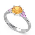 thumbnail image 2 of 2.15 Carat Round Cut Citrine & Pink Sapphire Gemstone Elegant Anniversary Ring for Women 18K White Gold Size 6 by Diamond-Capitals, 2 of 7