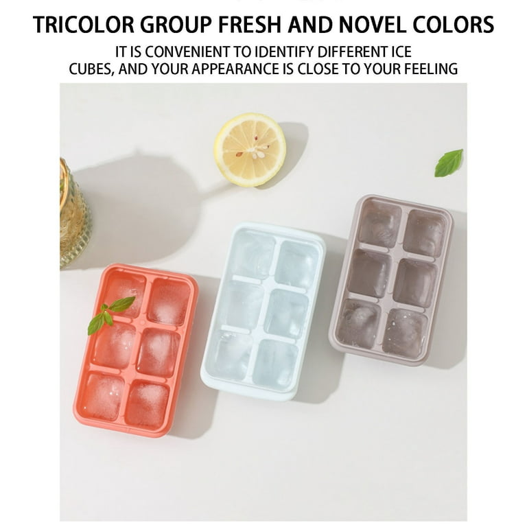 Vikakiooze 3 Sets of Ice Maker 6 Small Compartments with Cover, DIY Personalized Ice Box Making Ice Mold Set