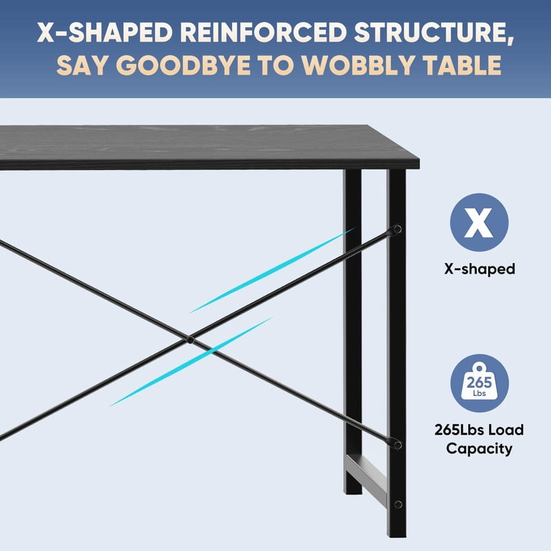 BEAUTYPEAK 31" Small Computer Desk Writing Gaming Table with Wood Top X-Shaped Reinforced Frame, Black