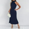 thumbnail image 2 of Women's Casual Sleeveless Dress High Neck Off Shoulder Elegant Party Daily Wear Spring Fall Versatile Outfit, 2 of 2
