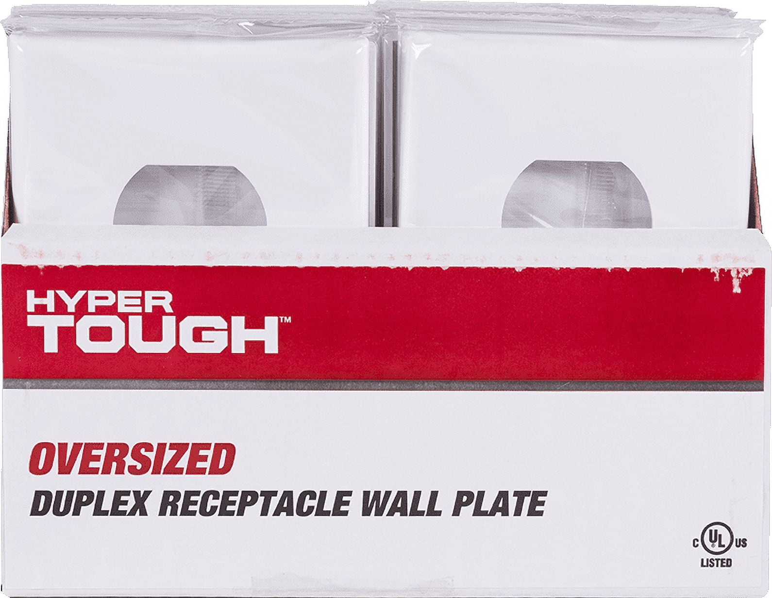 HyperTough Oversized Outlet Plate, Duplex Receptacle, 1 Gang, White Nylon, 53148