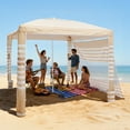 thumbnail image 1 of VEVOR Beach Cabana, 8 x 8 ft Beach Canopy with Side Wall, UPF 50+ Protection Easy Setup Cabana Tent with Sand Pockets, Adjustable Height Portable Shade Sun Shelter Umbrella for Whole Family & Friends, 1 of 9