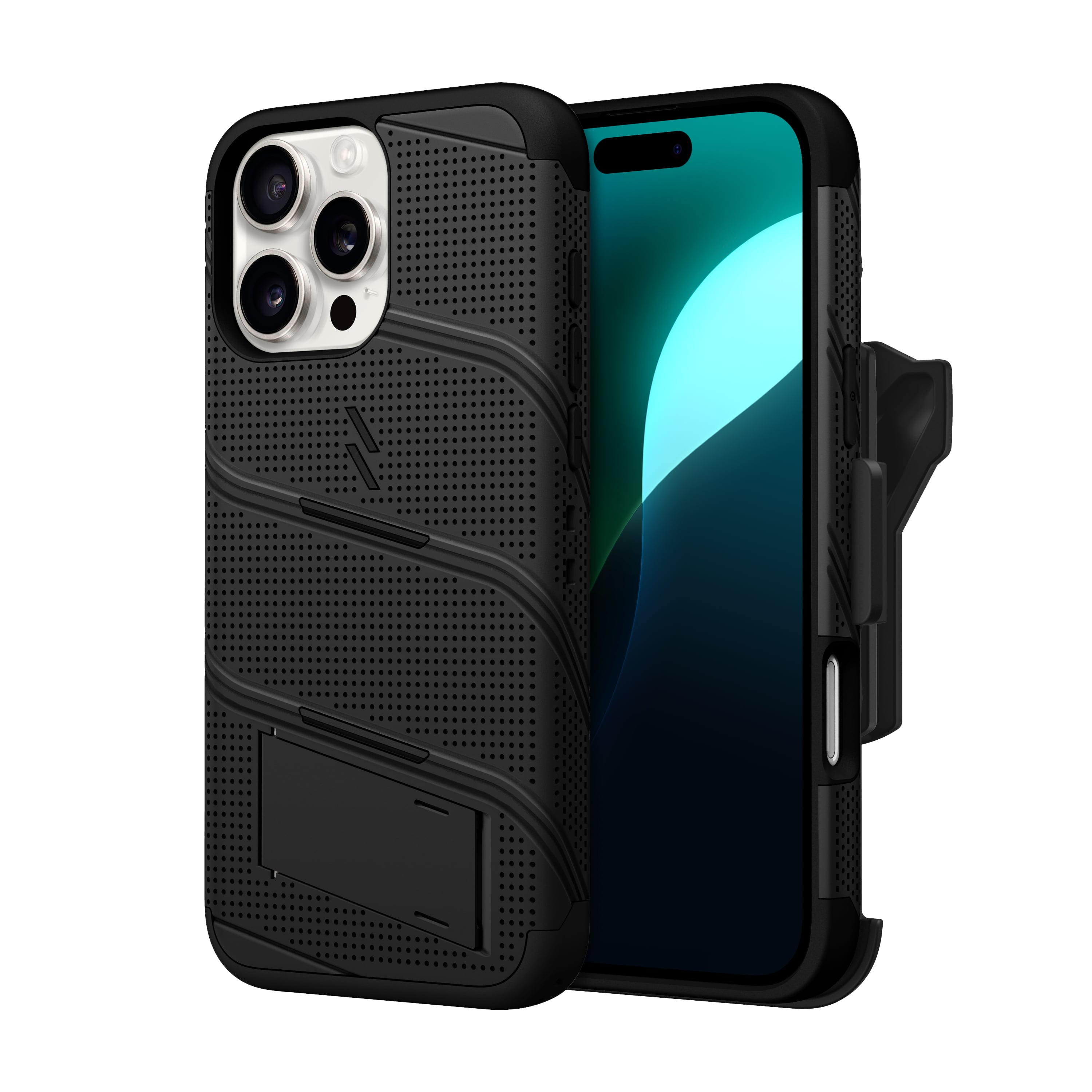 ZIZO BOLT Bundle iPhone 16 Pro Max Case with Tempered Glass, Black
