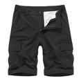 thumbnail image 2 of SDNall Hommes Casual Solide Fermeture Éclair Bouton Poches Élastique Taille Recadrée Cargo Shorts, 2 of 9