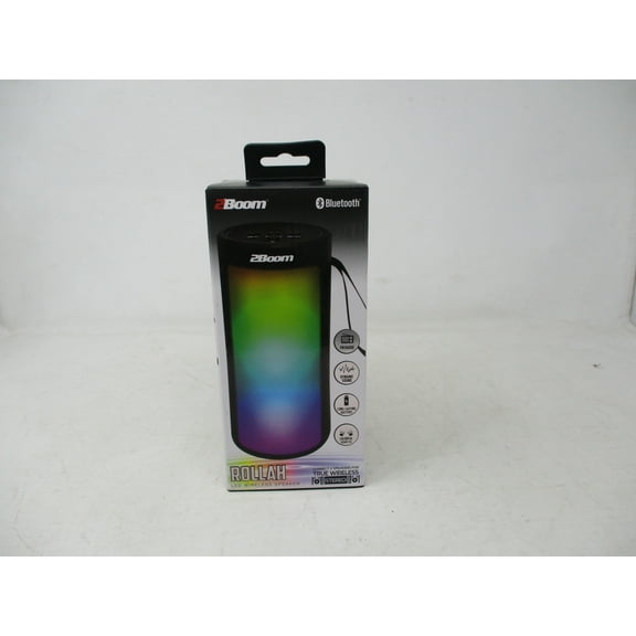 2Boom Rollah LED Lighting Bluetooth Portable Speaker, Black
