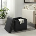 thumbnail image 3 of Linon Elta Square Storage Ottoman, Black Faux Leather, 3 of 11