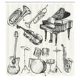 thumbnail image 3 of Ambesonne Beige Black Shower Curtain, Musical Instruments, 69"Wx70"L, Beige Black, 3 of 5