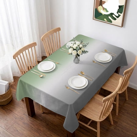 Sage Green Grey Ombre Table Cloth Waterproof Tablecloths Modern Ombre Abstract Art Tablecloth Dining Table Cover for Kitchen Party Tabletop Outdoor Rectangle Tablecloth 60x84 Inch