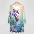 thumbnail image 4 of Seahorse Clown Fish Long Sleeve Dresses For Women Vintage Elegant Party Dress Oversized V-neck Dress S-8XL, 4 of 7