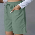 thumbnail image 7 of Hvot&aat Women's Bermuda Long Shorts Solid Color Elastic Drawstring Waist Lounge Running Athletic Shorts with Pockets, 7 of 7