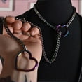 thumbnail image 6 of Heart Slip Chain Necklaces for Women, Stainless Steel O-Ring Adjustable Lariat Heart Y-Necklace, Punk Gothic Cuban Collar Necklace Jewelry for Men, 6 of 7