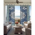 thumbnail image 4 of Blue Boho Blackout Curtains 84 Inches Long for Bedroom, Farmhouse Bohemian Medallion Oriental Flower Thermal Insulated Room Darkening Black Out Window Curtain Panels Grommet Drapes for Living Room, 4 of 8