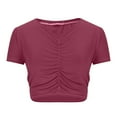 thumbnail image 5 of Yuwull Womens Tops Tops For Women Trendy Women'S New V-Neck Short Sleeve Pleated Solid Color Casual Top T-Shirt Ladies Tops And Blouses On ClearanceXL, 5 of 7