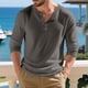 thumbnail image 4 of pstuiky Camisas casuales de manga larga para hombre, Top informal holgado de color liso con medio botón, mangas largas y cuello redondo para hombre top de hombre l, 4 of 9