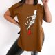 thumbnail image 2 of Moda Retro Moda Casual Cuello redondo Manga corta Ranura Estampado Camiseta Top Pompotops hkajfhjk460888, 2 of 9
