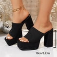 thumbnail image 2 of SACFOF Women's Chunky Platform Sandals Block Heel - Slip On Elastic Band Dressy Shoes Square Toe Comfort Soles, 2 of 6