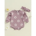 thumbnail image 2 of Suealasg Baby Girl Clothes 3 6 12 18 Months Infant Girls Long Sleeve Floral Print Romper + Headband Set 2Pcs Newborn Girl Fall Outfit, 2 of 7