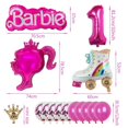 thumbnail image 4 of Juego de 15 globos de tacón alto con temática de muñeca Barbie rosa para niñas Barbie de 1 a 9 años, suministros de decoración para fiestas de cumpleaños con globos de aluminio digitales, 4 of 5