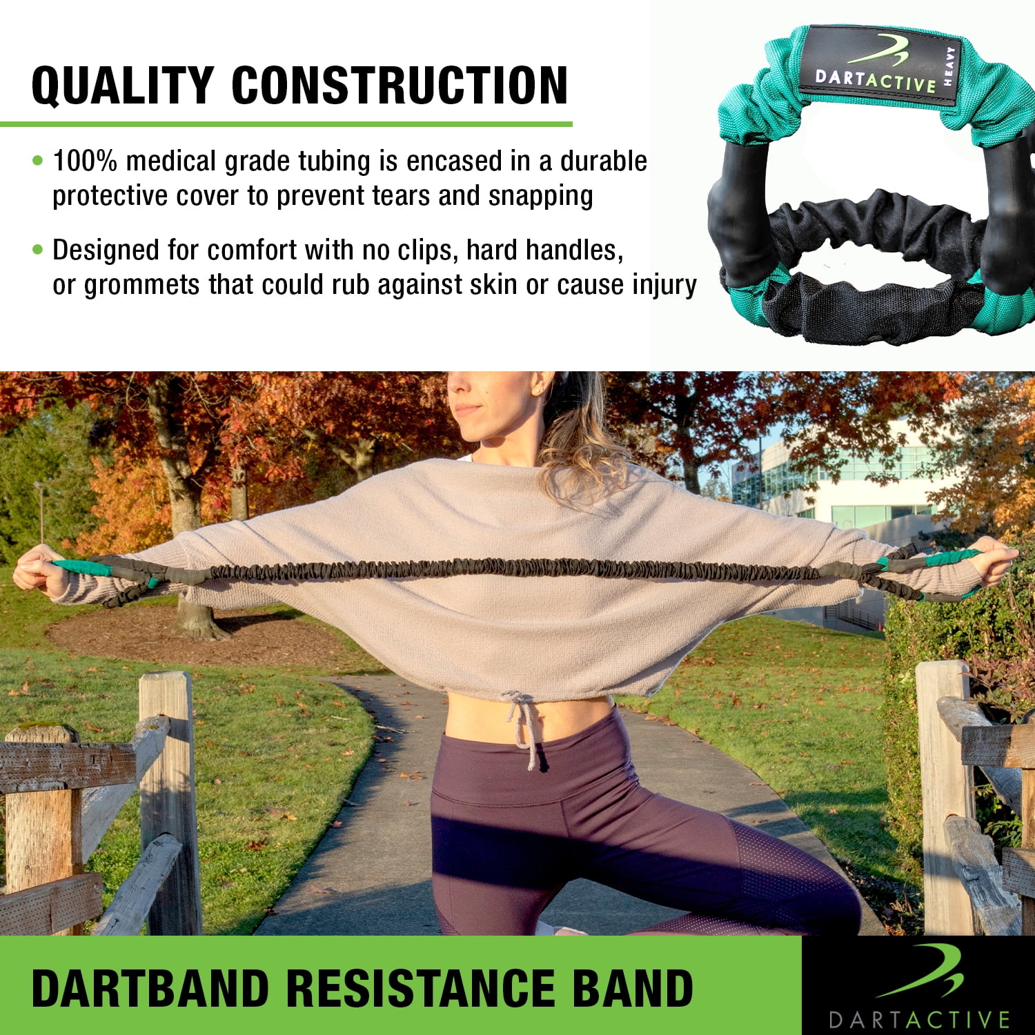 DartBand Premium Resistance Bands with Handles, Door Anchor, and Carabiner Clip for Athletic Training, Rehab, Strength Training, Yoga, Physical Therapy, Home Workout Solution - Heavy Resistance