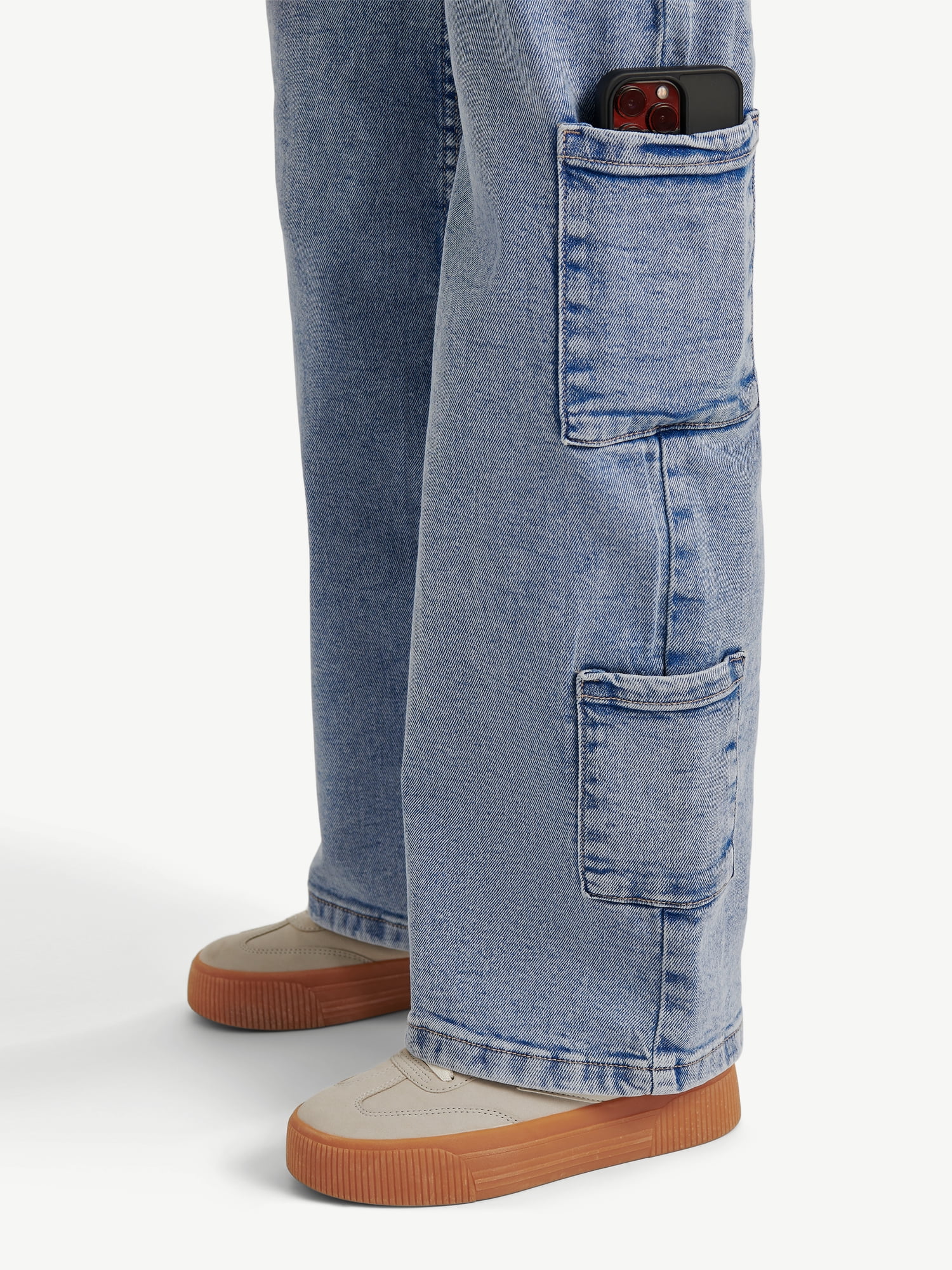Justice Girls Cargo Wide Leg Jeans, Sizes 6-18, Slim & Plus