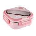 thumbnail image 1 of Fiambrera Bento, contenedor de alimentos, 2 compartimentos, juego de utensilios de plástico incorporados, estuche multifuncional para el almuerzo para Rosa, 1 of 8