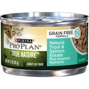 (24 Pack) Purina Pro Plan Natural, Grain Free Pate Wet Cat Food, TRUE NATURE Natural Trout & Salmon Entree, 3 oz. Pull-Top Cans