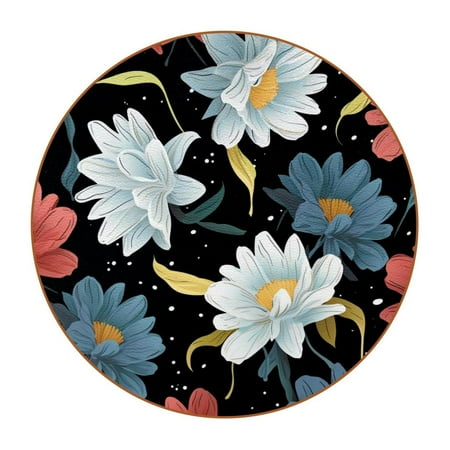 

OWNTA Floral Pattern Premium Microfiber Leather Round Coasters (6PCS) - 11x11 cm/4.3x4.3 in - Durable & Stylish Cup Mat Set