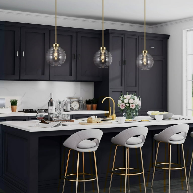 Cavitt Modern Contemporary Large Pendant Lights LED Dimmable Chic Glass Globe Kitchen Island Lighting D 10.6 x H 74.4