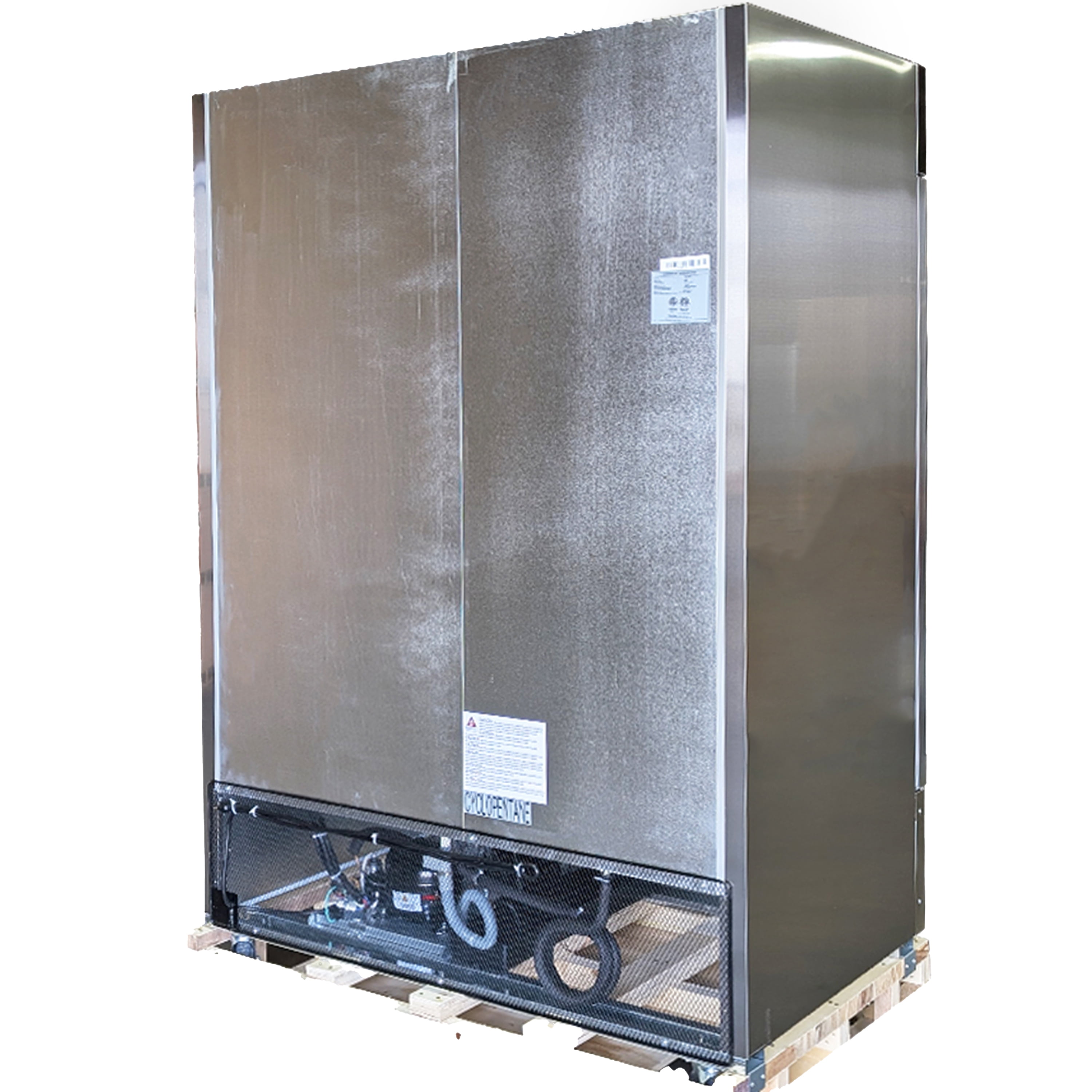54" W Commercial Display Refrigerator 2 Glass Door Merchandiser 43 Cu.Ft.Stainless Steel Reach-in Glass Door Upright Fan Cooling Refrigerator