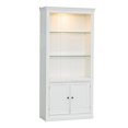 thumbnail image 2 of "78.75-Inch Tall Display Bookcase with 5-Color Adjustable LED Ceiling Light, Retro Style, Tempered Glass Shelves, Perfect for Home/Office/Studio - White", 2 of 5