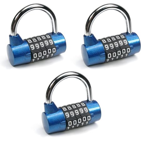 Wellsay 4 Digit Combination Lock,Resettable Combination Padlock, Waterof Shackle Resettable Padlock for m School Cabinets Toolboxes Lage Suitcase Baggage Blue 3PCS