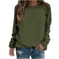 thumbnail image 2 of EQWLJWE Liquidation d'Été! Chandails en Molleton à Col Rond Amples pour Femmes Pulls à Manches Longues Tuniques Décontractées pour Leggings Vert Armée G, 2 of 5