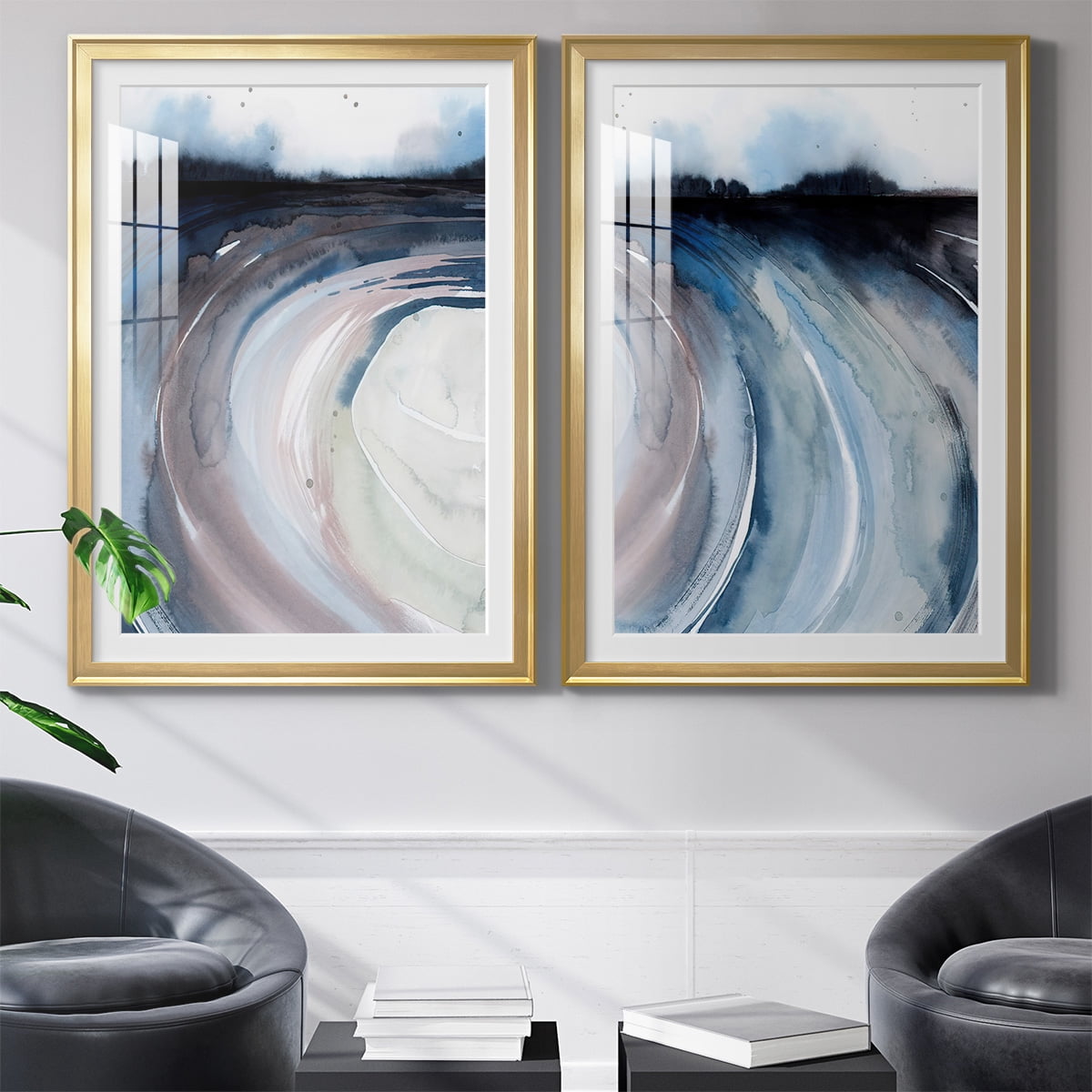 Wexford Home Geode Valley I Premium Framed Print, 22.5" x 30.5" - Ready to Hang, Gold (Set of 2)